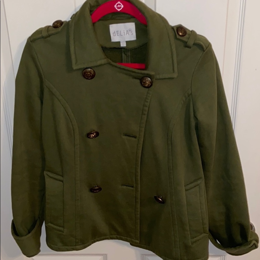 Olive green pea coat
